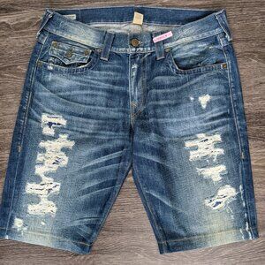 Men's True Religion Distressed Denim Shorts - Size 36
